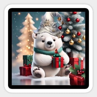 Cute fluffy christmas polar bear Sticker